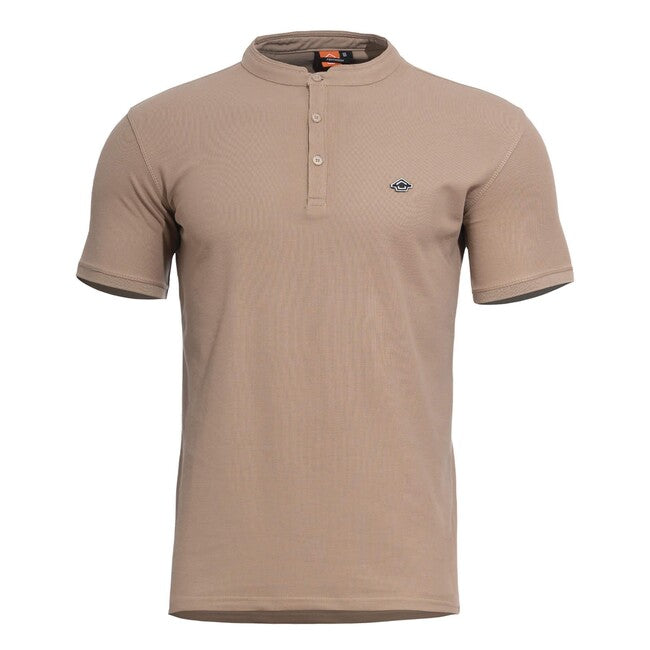 Pentagon Levantes Henley maglietta con bottoni, marrone tan