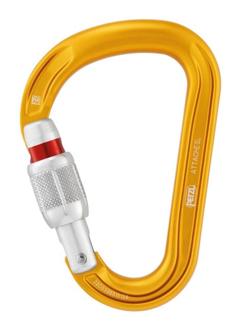 Petzl Attache moschettone hms a sezione circolare con sicurezza di bloccaggio, giallo
