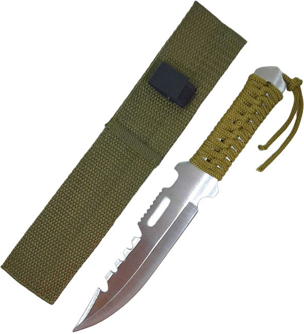 O&T Coltello fisso paracord verde, argento