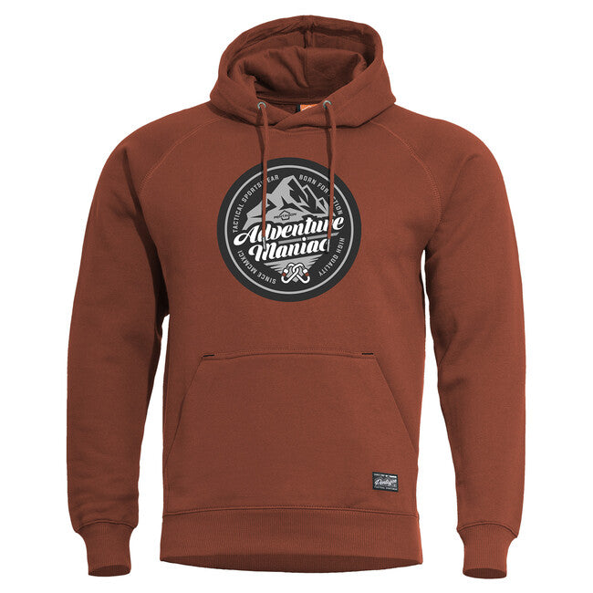Pentagon Phaeton Hood "Adventure Maniac" felpa con cappuccio, rossa marroncino
