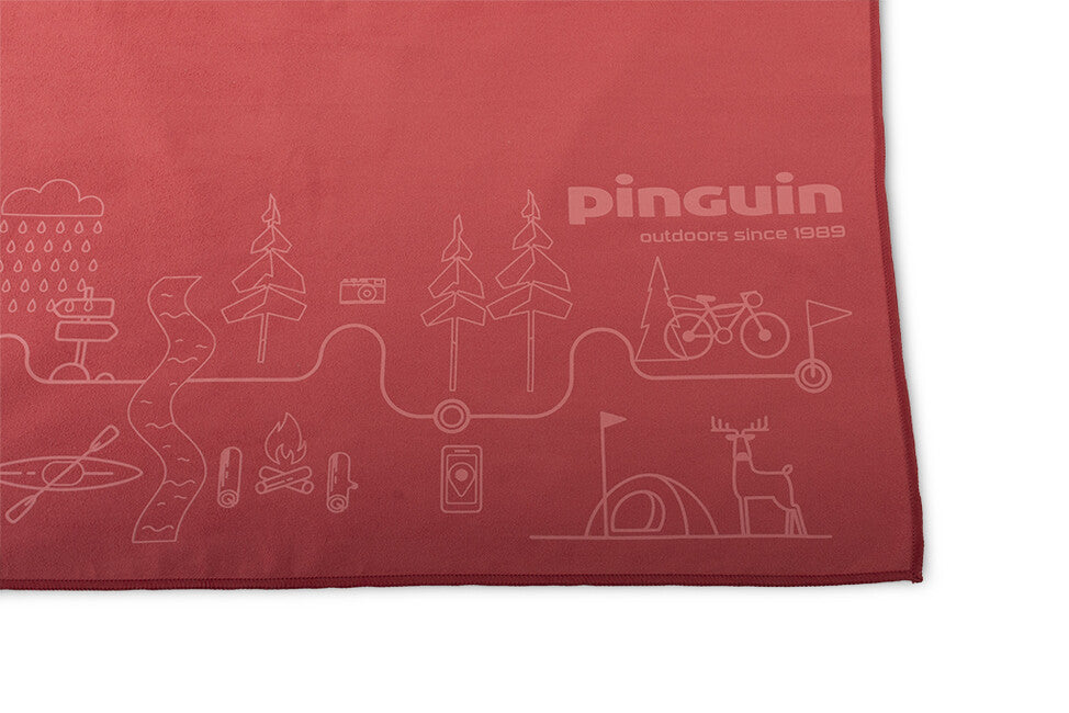 Pinguin Micro asciugamano Map 75 x 150 cm, rosso