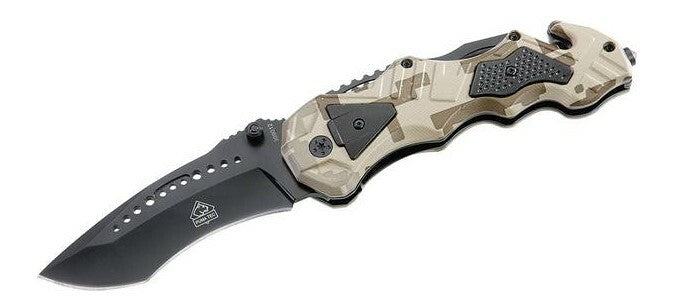 Puma-tec Coltello di salvataggio 9 cm, colore mimetico, alluminio
