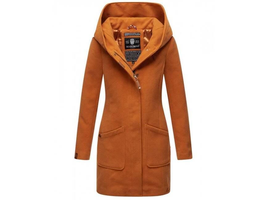 Marikoo MAIKOO cappotto invernale da donna con cappuccio, cannella arrugginita