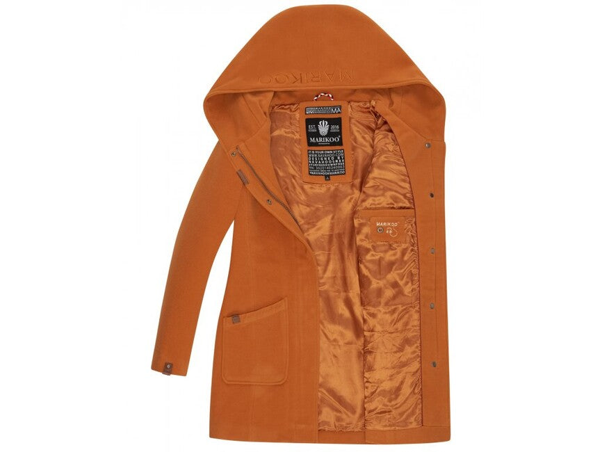 Marikoo MAIKOO cappotto invernale da donna con cappuccio, cannella arrugginita