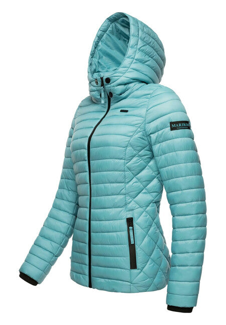 Marikoo Samtpfote giacca transitoria da donna con cappuccio, blu scuro