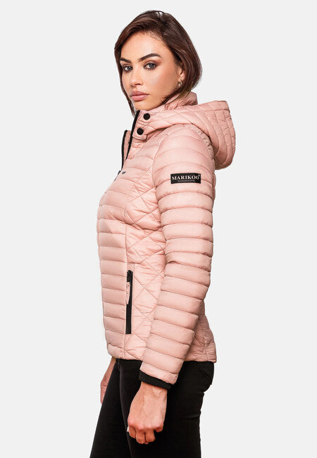 Marikoo Samtpfote giacca transitoria con cappuccio da donna, rosa cipria