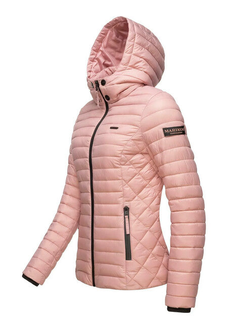 Marikoo Samtpfote giacca transitoria con cappuccio da donna, rosa cipria