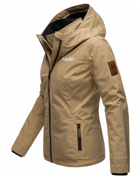 Marikoo ERDBEERE giacca transitoria da donna con cappuccio, taupe