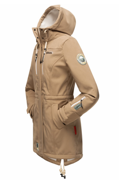 Marikoo ZIMTZICKE γυναικείο χειμερινό softshell μπουφάν με κουκούλα, Taupe grey