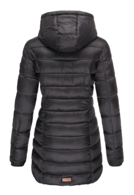 Marikoo ABENDSTERNCHEN cappotto trapuntato da donna con cappuccio, nero