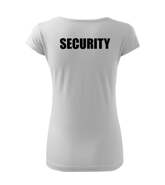 DRAGOWA T-shirt da donna con scritta SECURITY, bianca
