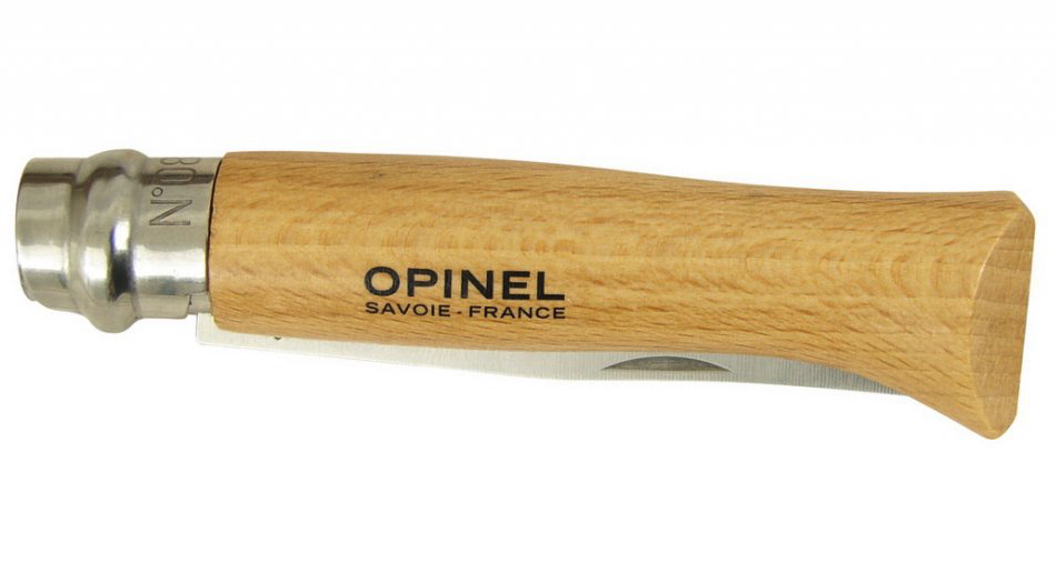 Opinel N8 coltello pieghevole inox, 19,5cm