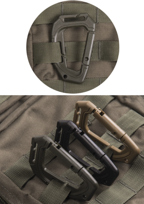 Mil-Tec tattica moschettone in plastica Molle, oliva 2 pezzi