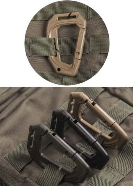 Mil-Tec moschettone tattico Molle in plastica, Coyote 2 pezzi