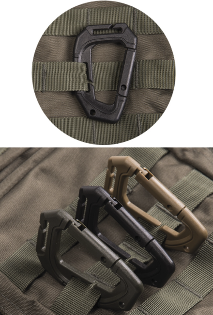 Mil-Tec tattica Molle moschettone in plastica nero 2 pezzi