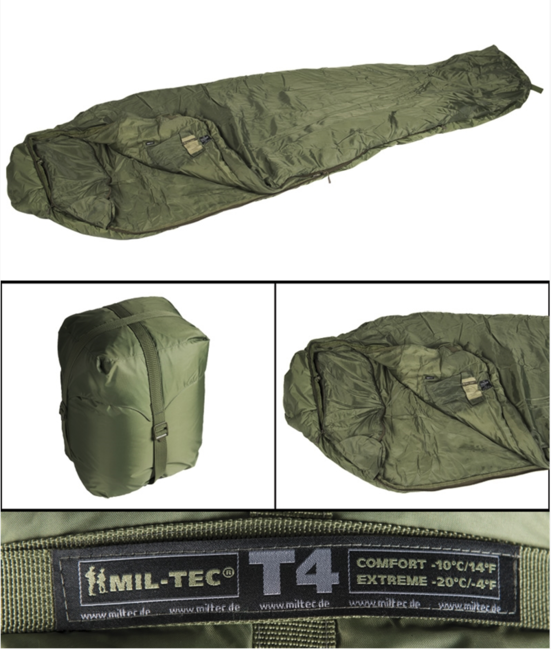 Mil-Tec Tactical T4 sacco a pelo, oliva 2/-19 °C