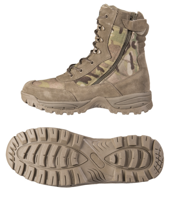 Mil-Tec stivali tattici con cerniera, multicam