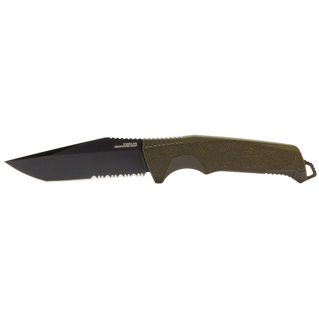 Sog Trident FX coltello fisso, verde opaco Partailly Serr