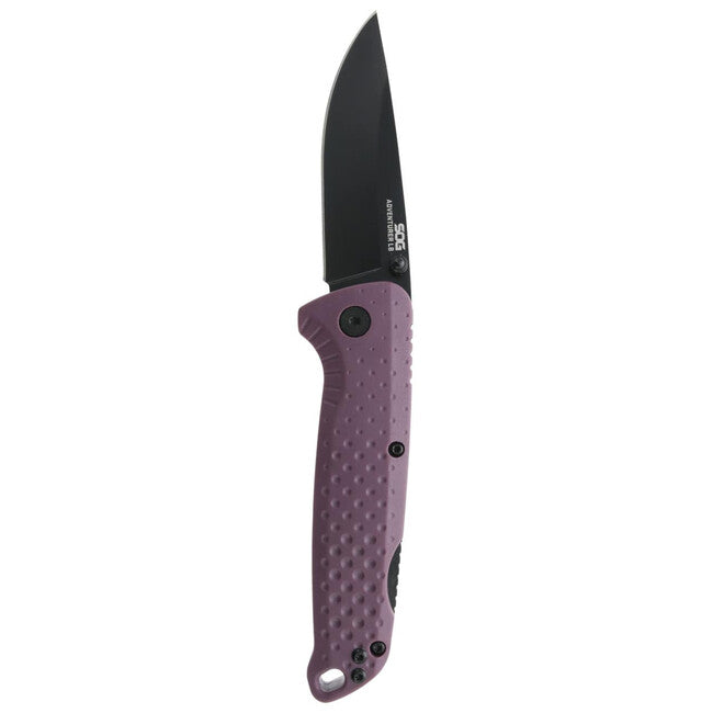 Sog Adventurer LB coltello di chiusura, viola crepuscolare + nero
