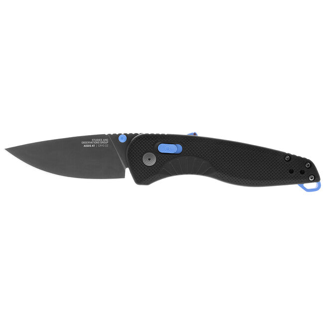 Sog Aegis AT coltello di chiusura, nero e ciano