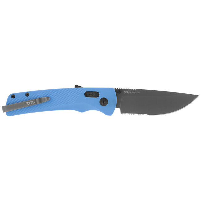 Sog Flash At - Coltello da chiusura, civic cyan - parzialmente seghettato