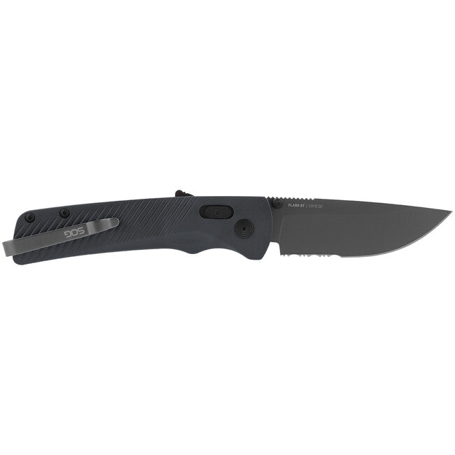 Sog Flash AT coltello da chiusura, grigio urbano - parzialmente seghettato