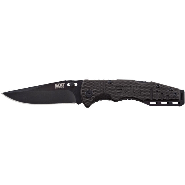Sog Salute Mini coltello da chiusura, ossido nero, g10