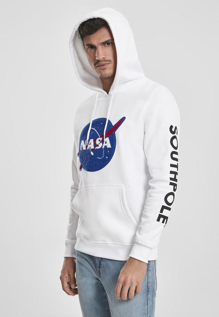 NASA Southpole Insignia Logo felpa con cappuccio, bianca