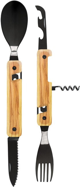 Akinod A02B00001 set multifunzione 13h25, finitura a specchio nero, legno d'ulivo