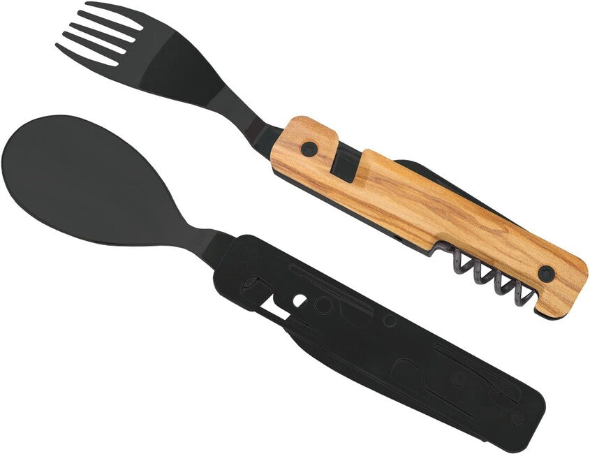 Akinod A02B00001 set multifunzione 13h25, finitura a specchio nero, legno d'ulivo