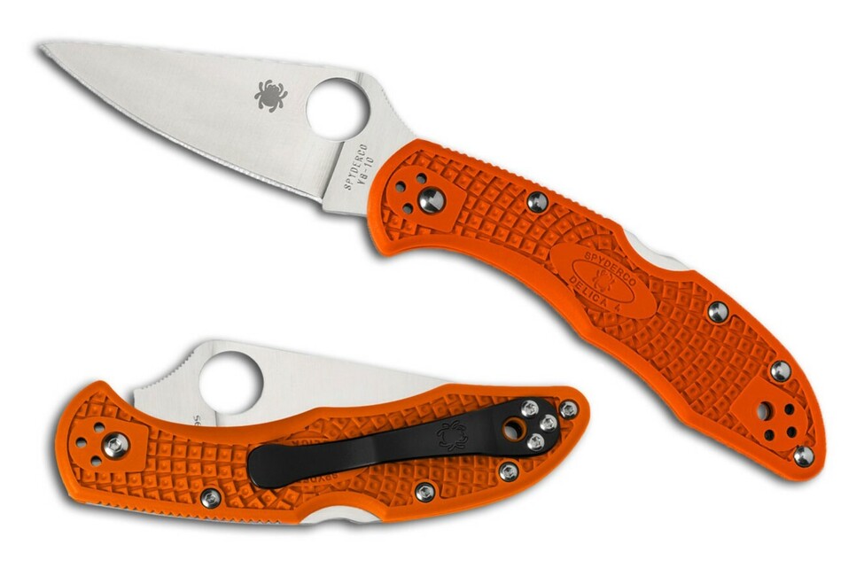 Spyderco Delica 4 coltello tascabile 7,5 cm flat ground, arancione, FRN