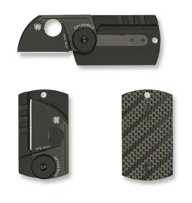 Spyderco Dog Tag Folder coltello da collo tascabile 3,1 cm, nero, fibra di carbonio, g10