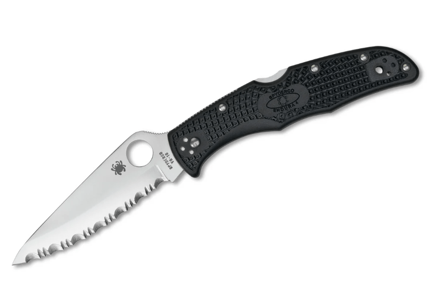 Spyderco Endura 4 Lightweight Serrated coltello tascabile 9,5 cm, nero, frn