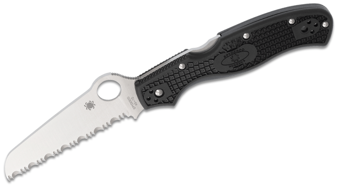 Spyderco Rescue 3 coltello da soccorso tascabile 9,3cm, nero, FRN