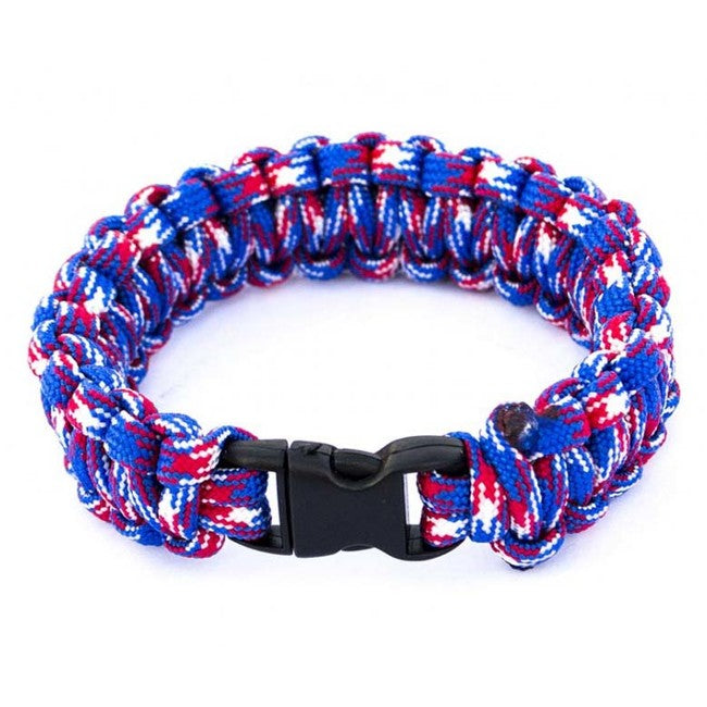 O&T braccialetto paracord, bianco-blu-rosso