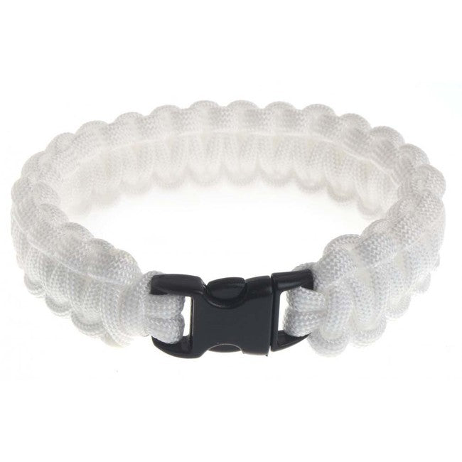 O&T braccialetto paracord, fibbia in plastica, bianco