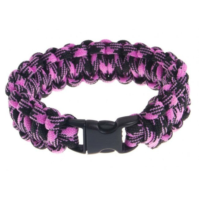O&T braccialetto paracord, rosa-nero