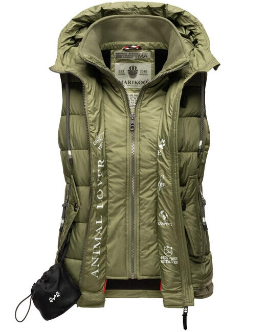 Marikoo Taisaa gilet con cappuccio da donna, oliva