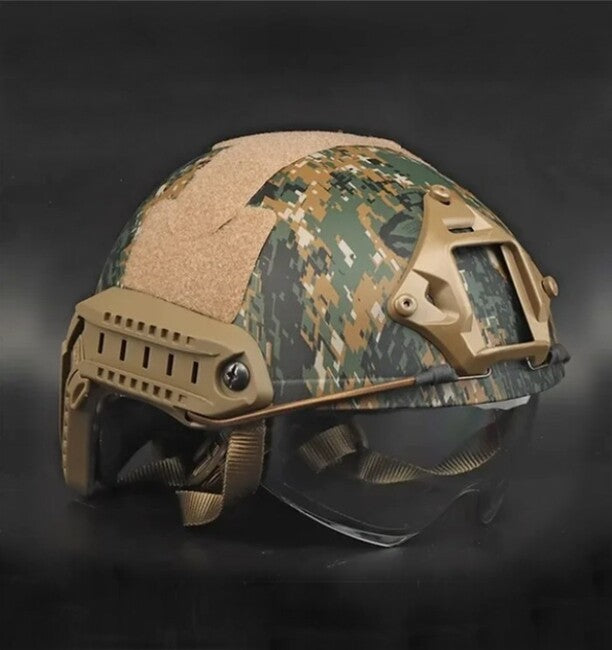 DRAGOWA Tactical Fast MH casco tattico con occhiali Charger, digital woodland (senza certificazione)