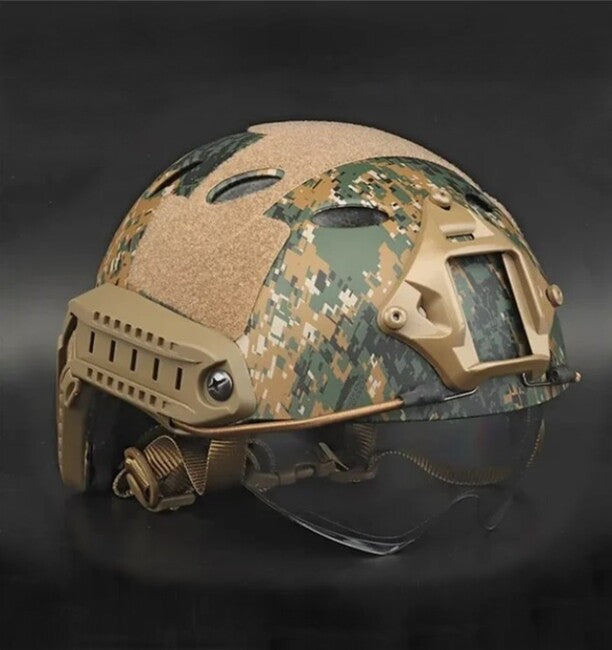 DRAGOWA Tactical Fast PJ casco tattico con occhiali Bolt, digital woodland