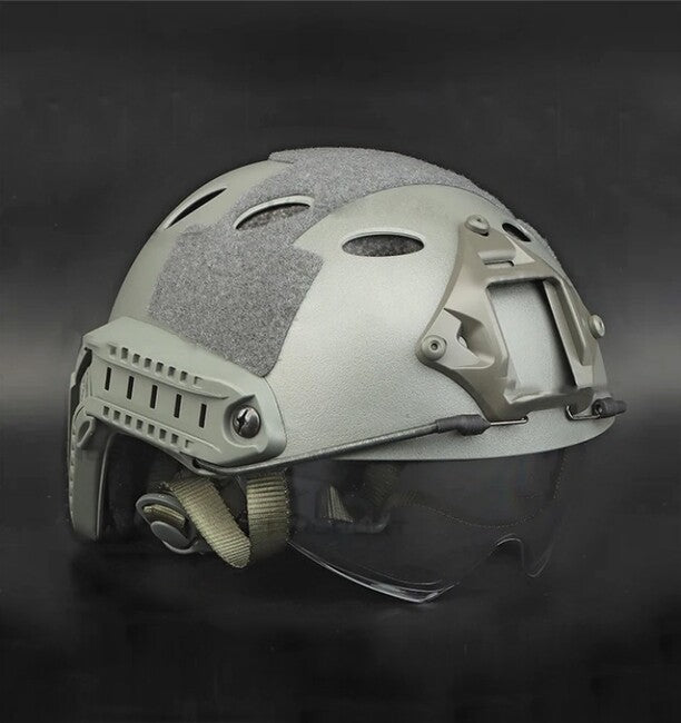 DRAGOWA Tactical Fast PJ casco tattico con occhiali Bolt, grigio (senza certificazione)
