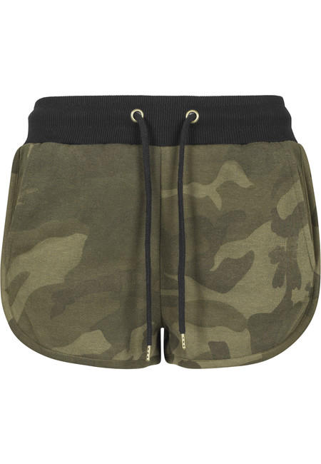 Urban Classics Pantaloncini mimetici da donna, oliva mimetica