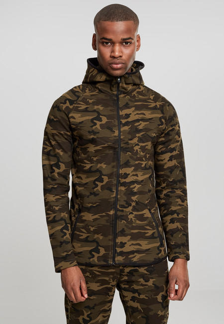 Urban Classics felpa con zip mimetica da uomo, mimetica legno