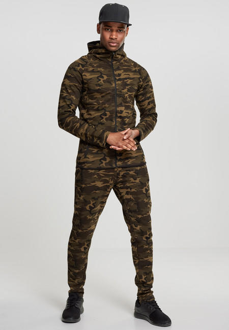 Urban Classics felpa con zip mimetica da uomo, mimetica legno