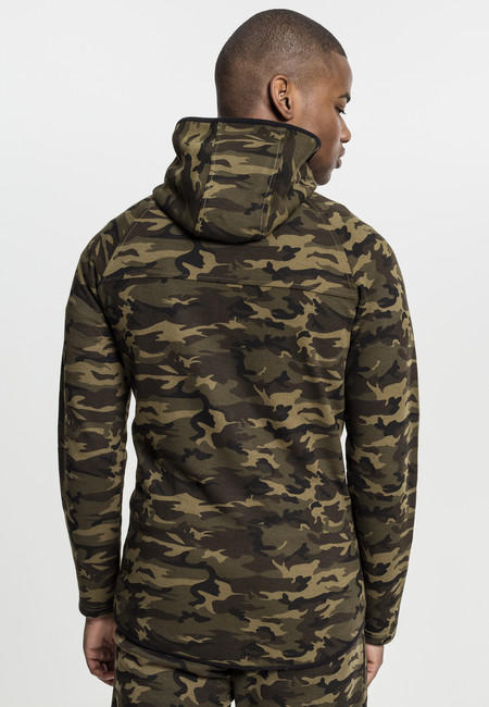 Urban Classics felpa con zip mimetica da uomo, mimetica legno