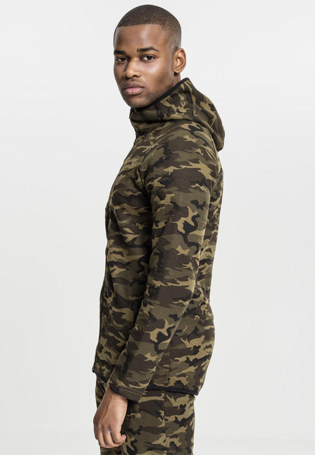 Urban Classics felpa con zip mimetica da uomo, mimetica legno