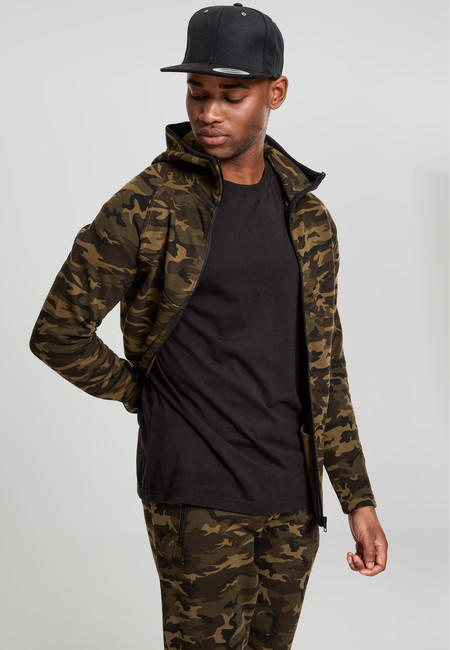 Urban Classics felpa con zip mimetica da uomo, mimetica legno
