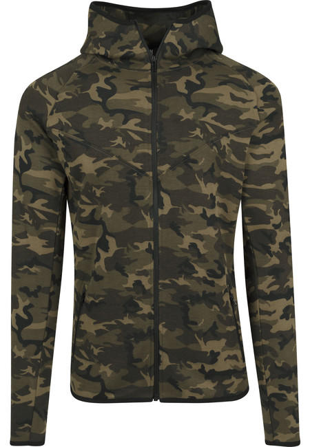 Urban Classics felpa con zip mimetica da uomo, mimetica legno