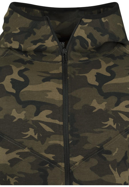 Urban Classics felpa con zip mimetica da uomo, mimetica legno