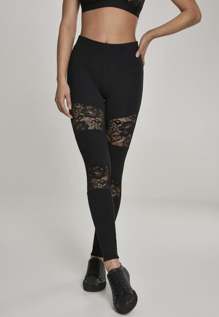 Urban Classics Laces Inset leggings da donna, nero